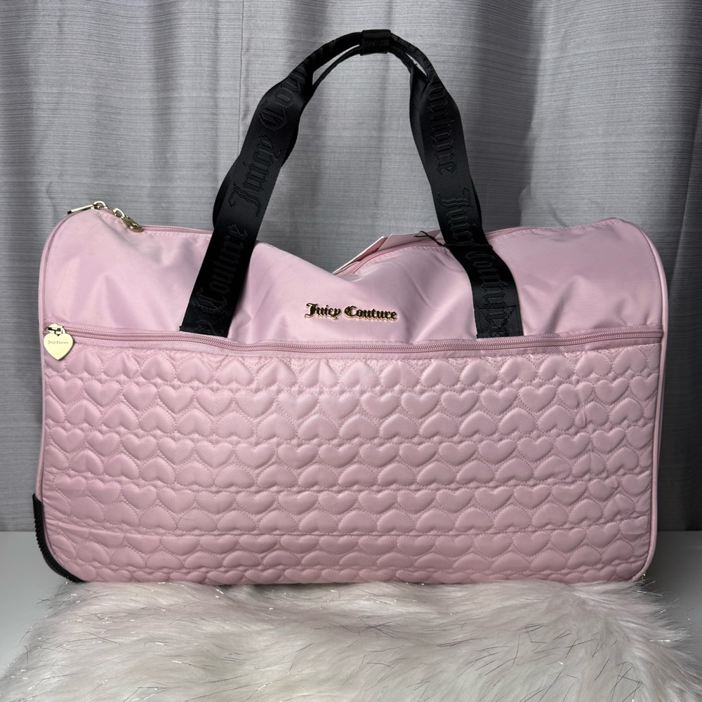 JUICY COUTURE pink hearts roller duffle carry on bag